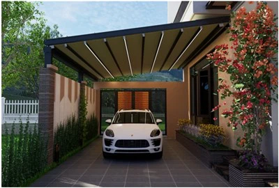 Retractable PVC Ru Tsev Pergola Rau Lub Vaj